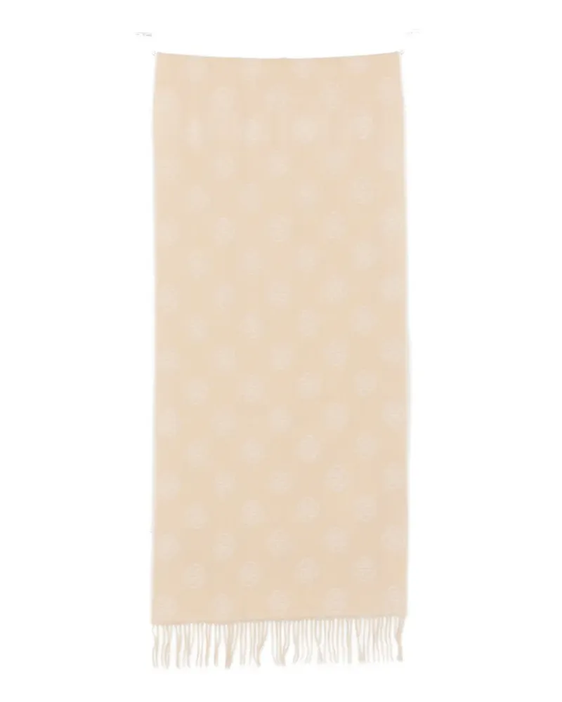 Gant monogram-pattern wool scarf - Nude Nude