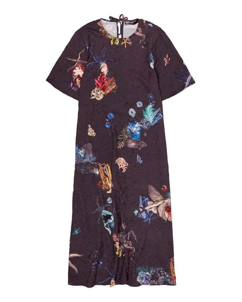 BIMBA Y LOLA textured floral midi dress - Braun Braun