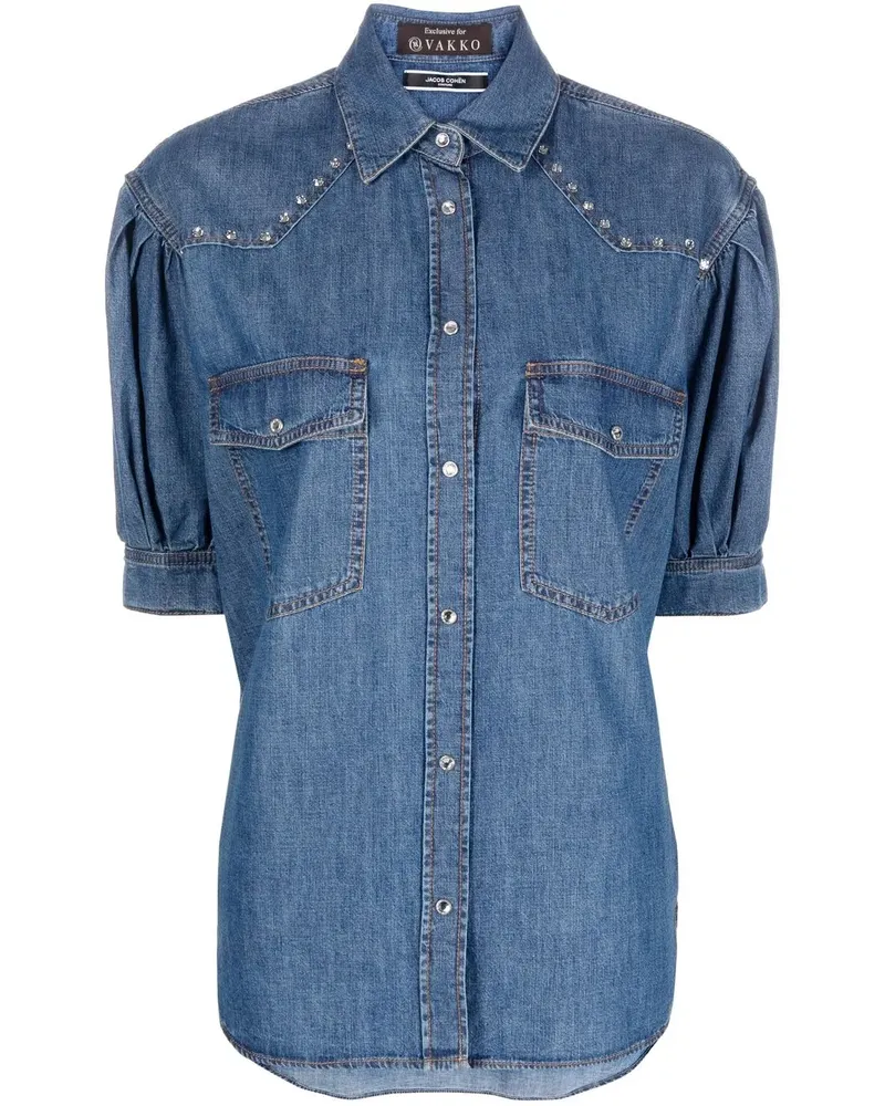 Jacob Cohën Jeanshemd mit Kristallen - Blau Blau