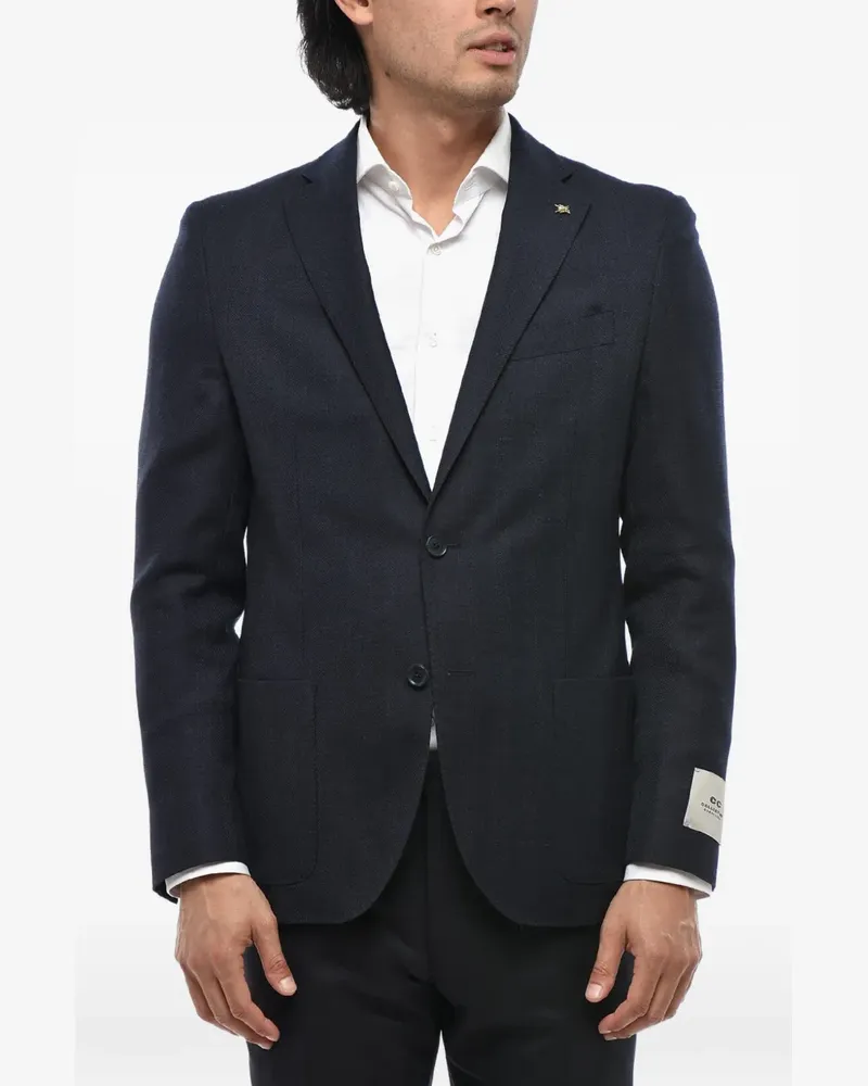 Corneliani single-breasted herringbone jacket - Blau Blau