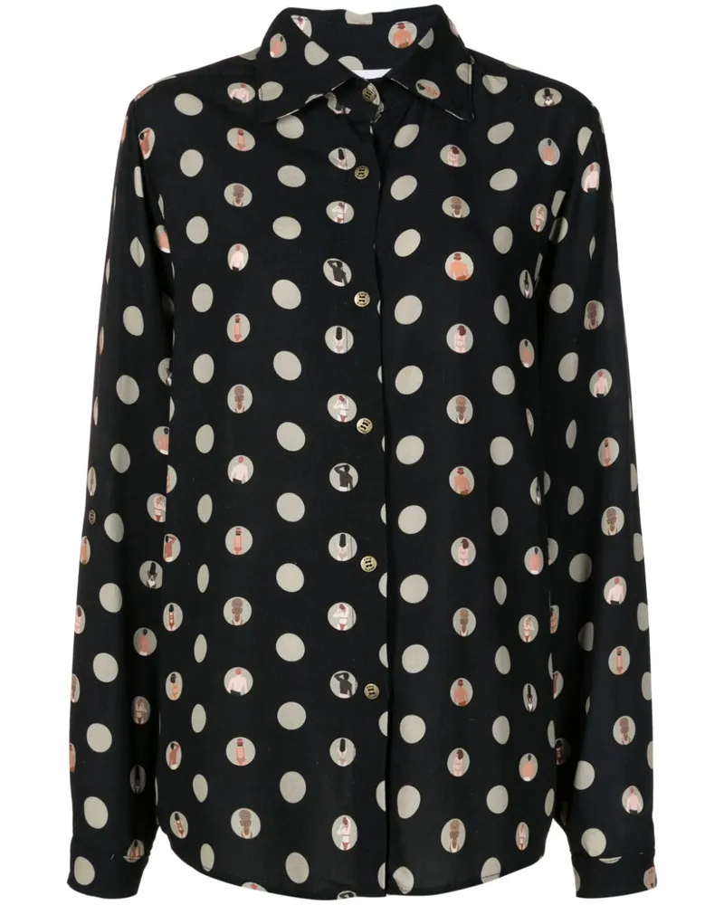 Amir Slama Hemd mit Polka Dots - Schwarz Schwarz