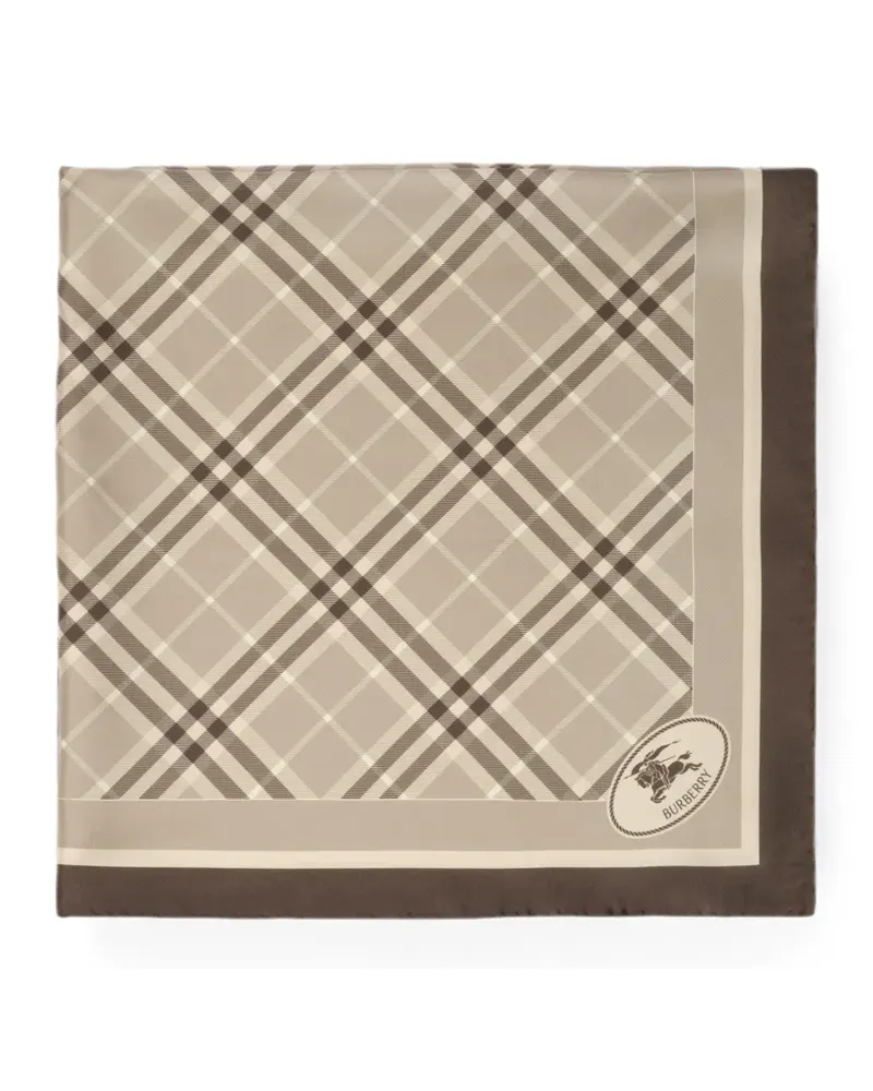 Burberry Check knight stamp silk scarf - Grau Grau