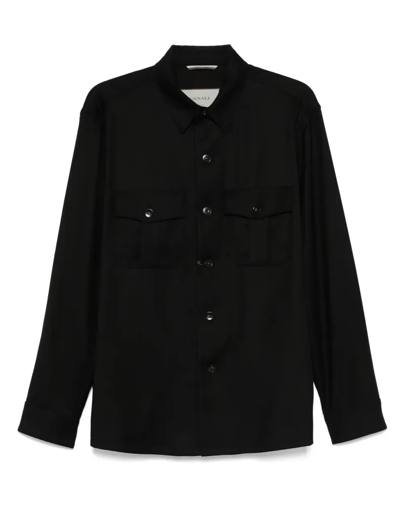 Canali Klassische Hemdjacke - Schwarz Schwarz