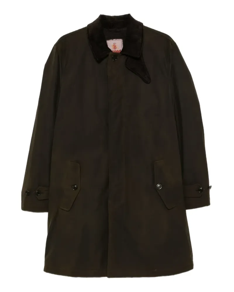 Baracuta Einreihiger Mantel mit Cordkragen - Grün Grün