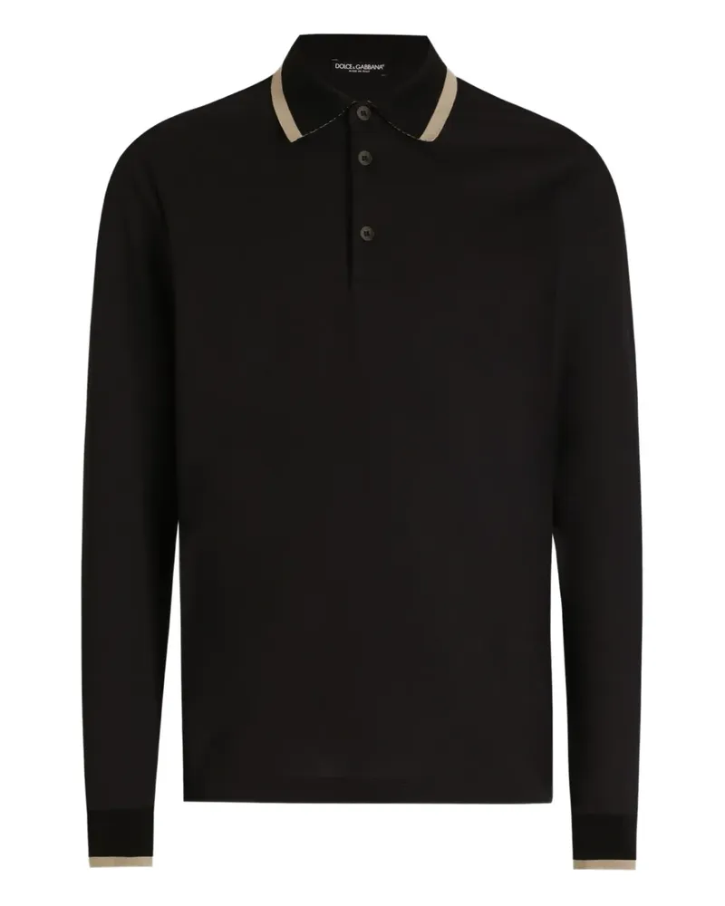 Dolce & Gabbana Langärmeliges Poloshirt - Schwarz Schwarz