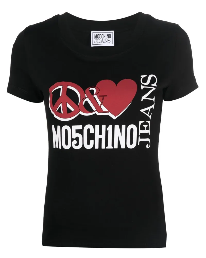 Moschino T-Shirt mit Logo-Print Schwarz