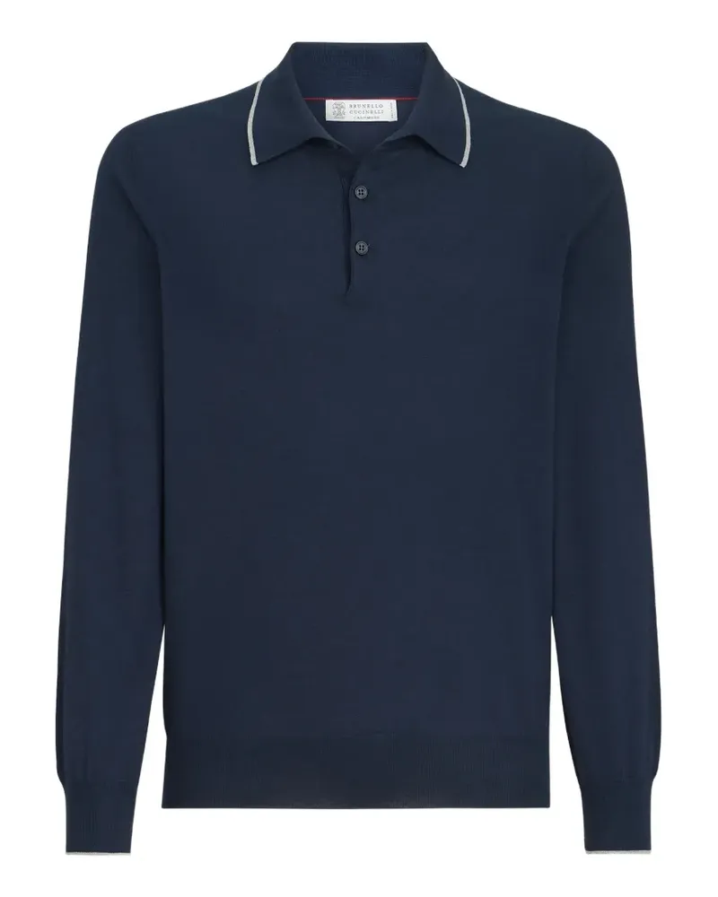 Brunello Cucinelli Leichter Sea Island Polo aus Baumwolle und Kaschmir - Blau Blau