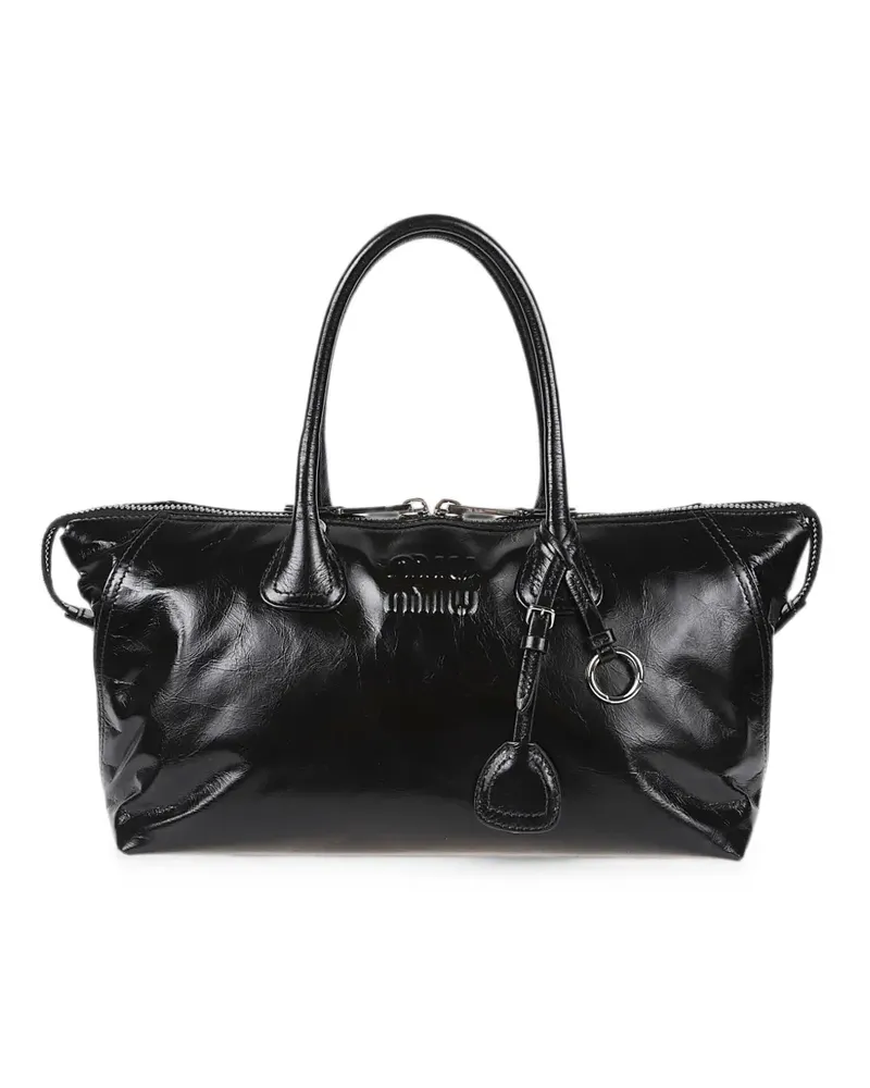 Miu Miu logo-embossed leather tote bag - Schwarz Schwarz