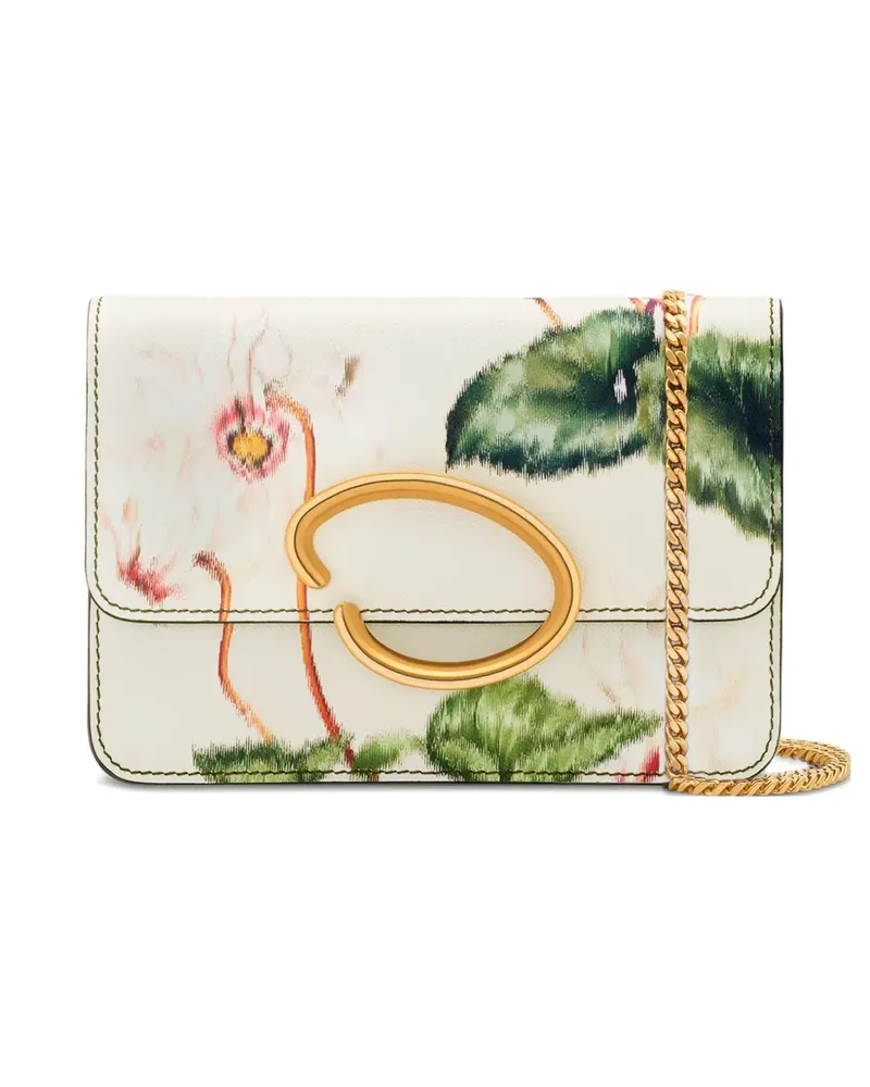 Oscar de la Renta Mini Clutch mit Blumen-Print - Nude Nude