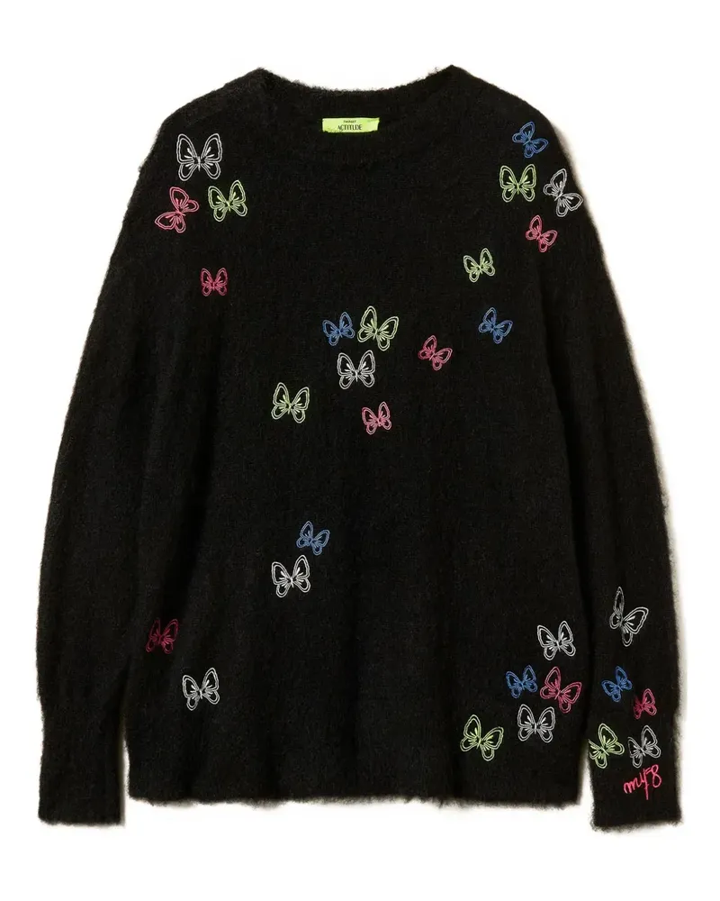 Twin-Set Sweatshirt mit Schmetterlingsstickerei - Schwarz Schwarz