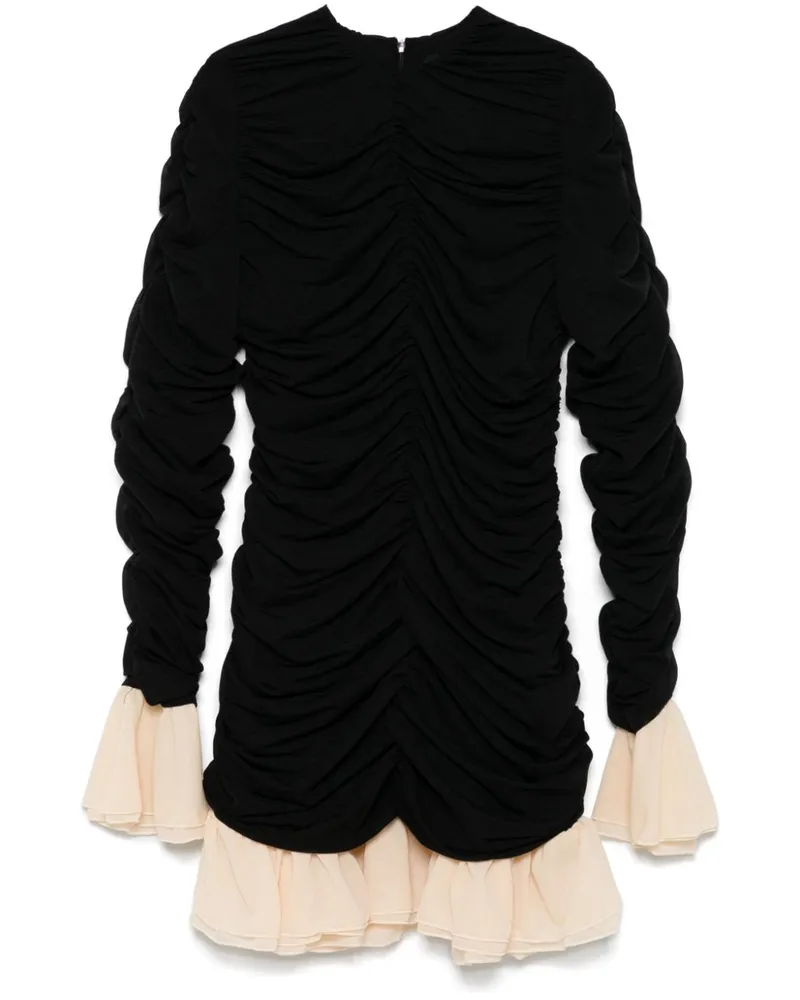 ROTATE Birger Christensen Minikleid mit Raffungen - Schwarz Schwarz