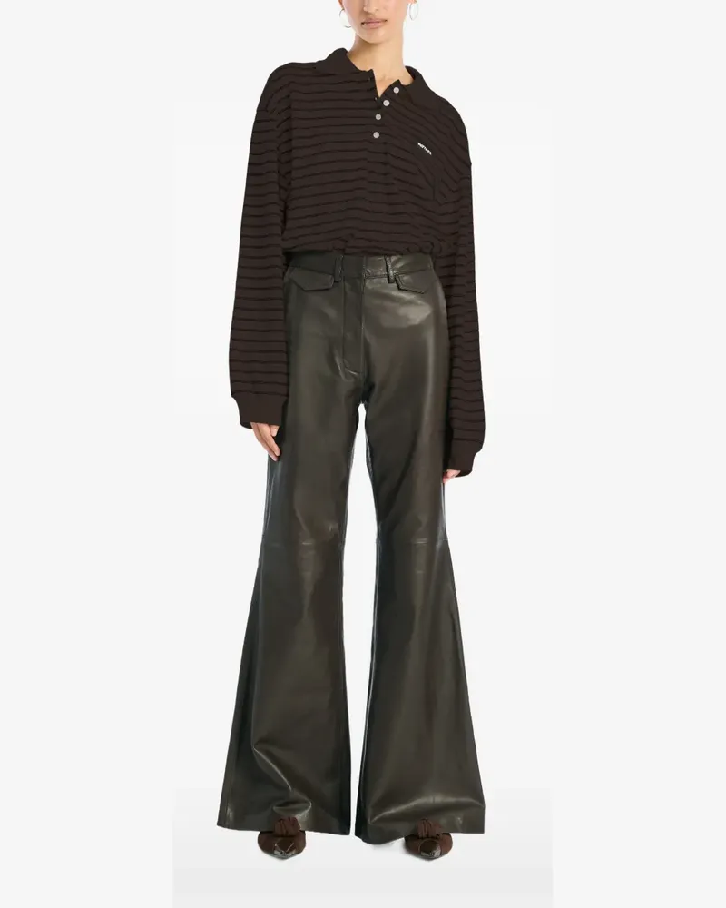 ROTATE Birger Christensen Langärmeliges Poloshirt - Braun Braun