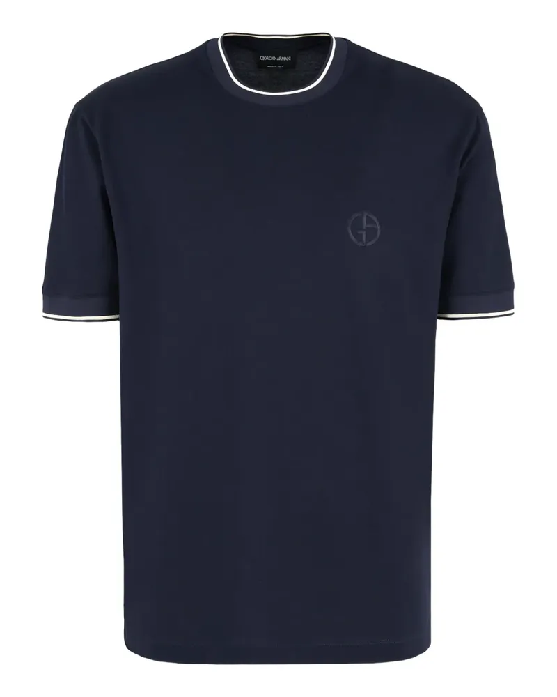 Giorgio Armani logo-embroidered T-shirt - Blau Blau