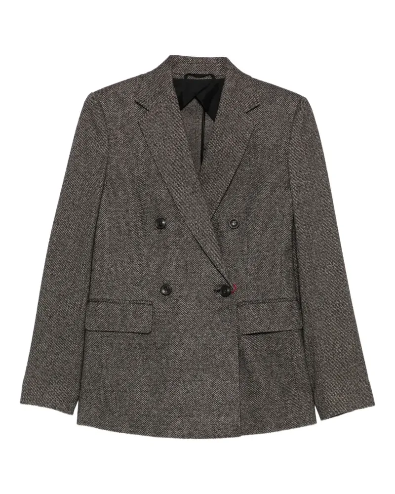 Max Mara Doppelreihiger MSTCresta Blazer mit Fischgrätenmuster - Schwarz Schwarz