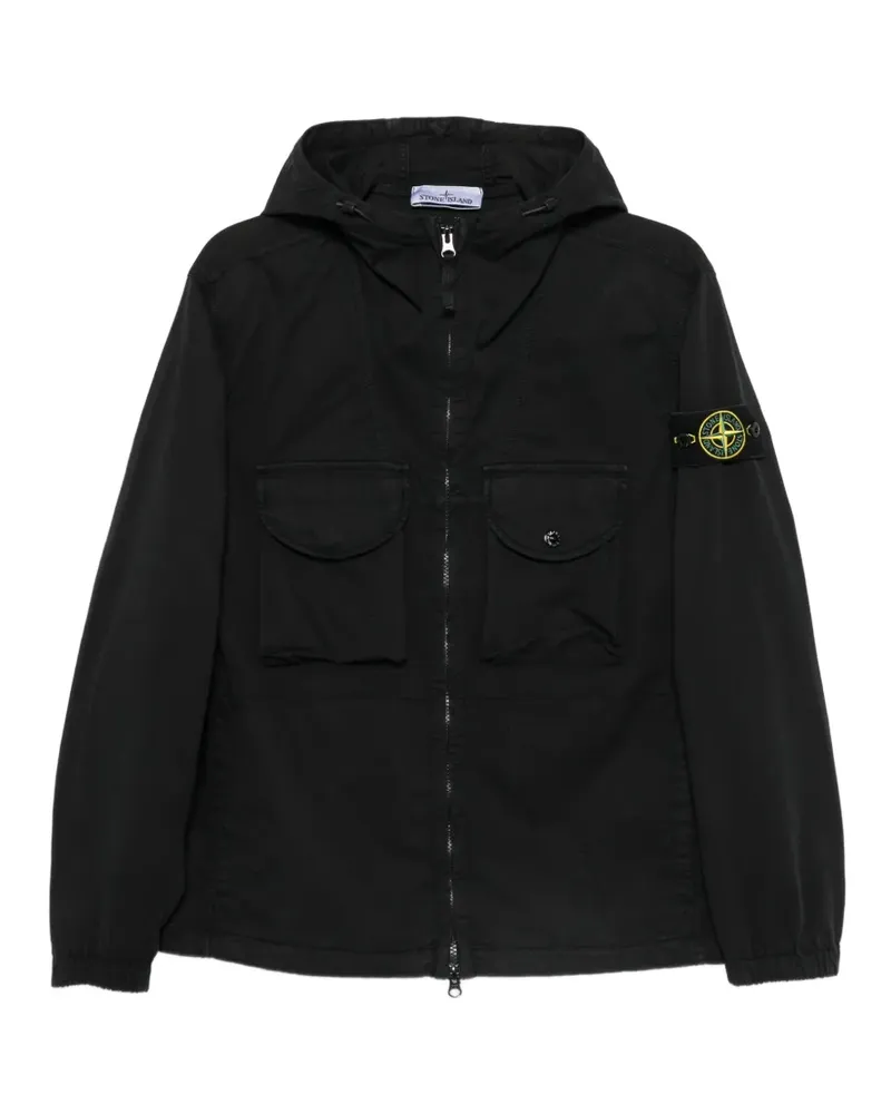 Stone Island logo-patch hooded jacket - Schwarz Schwarz