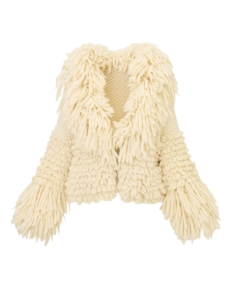 LoveShackFancy Ilyana shaggy-knit jacket - Nude Nude