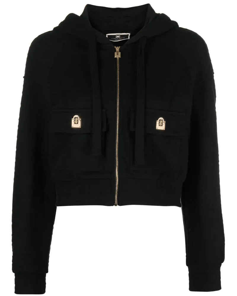 Elisabetta Franchi Kapuzenjacke mit Monogramm - Schwarz Schwarz
