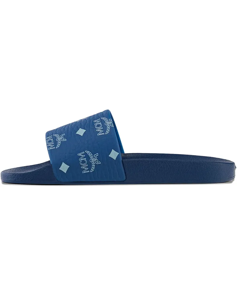 MCM Pantoletten mit Monogramm-Print - Blau Blau