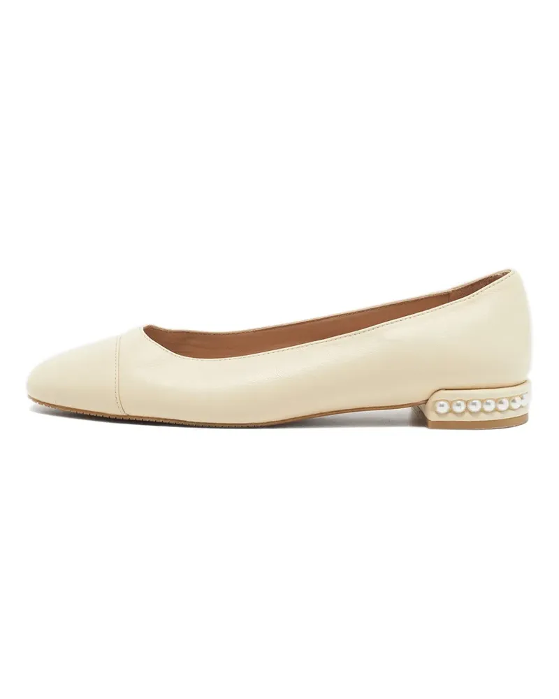Stuart Weitzman pearl-embellished leather ballet flats - Weiß Weiß