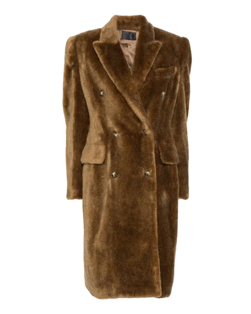 Thierry Mugler Doppelreihiger Mantel aus Faux Fur - Braun Braun