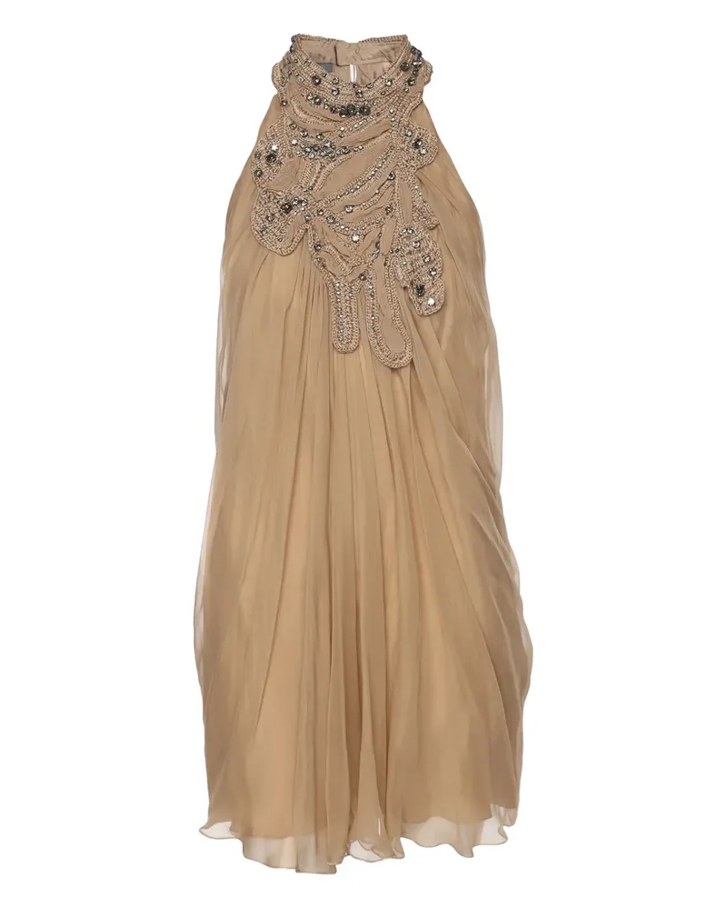 Alberta Ferretti Neckholder-Top mit geflochtenem Kristall - Nude Nude