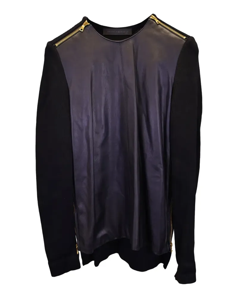 Proenza Schouler Langarmshirt mit Ledereinsätzen - Schwarz Schwarz