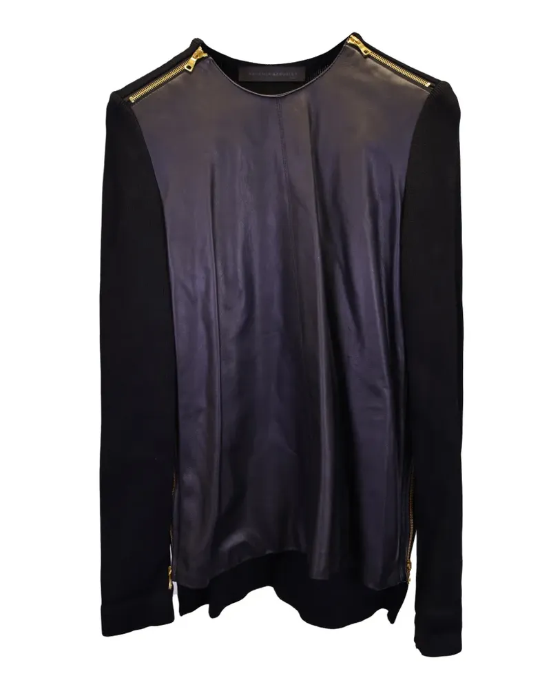 Proenza Schouler Langarmshirt mit Ledereinsätzen - Schwarz Schwarz