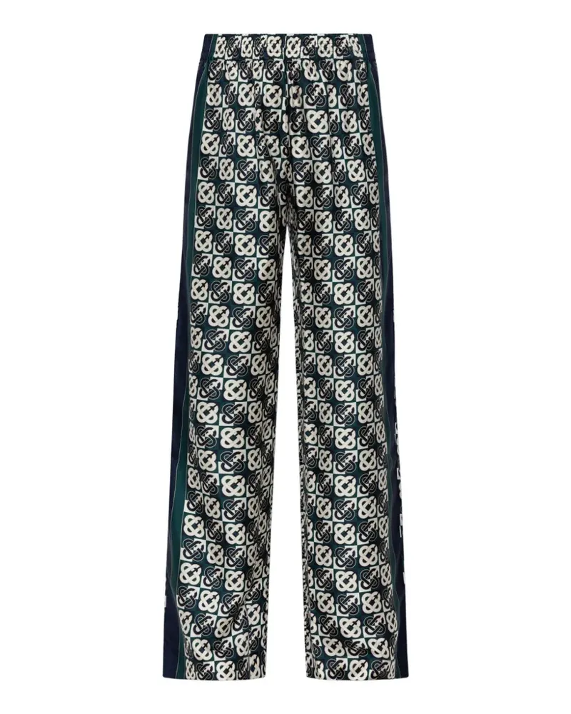 Casablanca Paris monogram-print silk trousers - Grün Grün