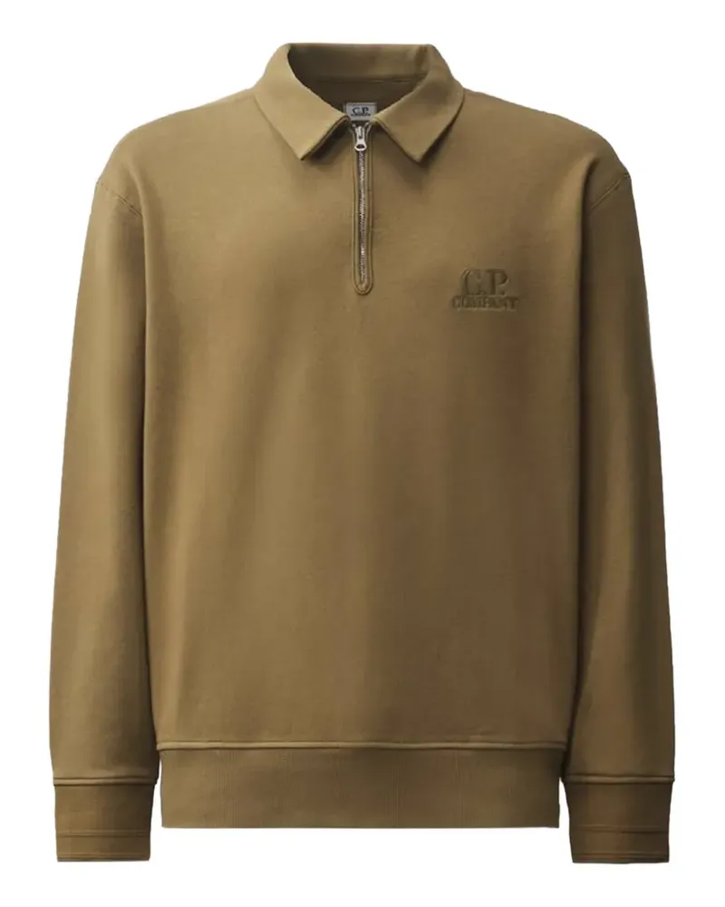 C.P. Company logo-embroidered quarter-zip polo shirt - Braun Braun