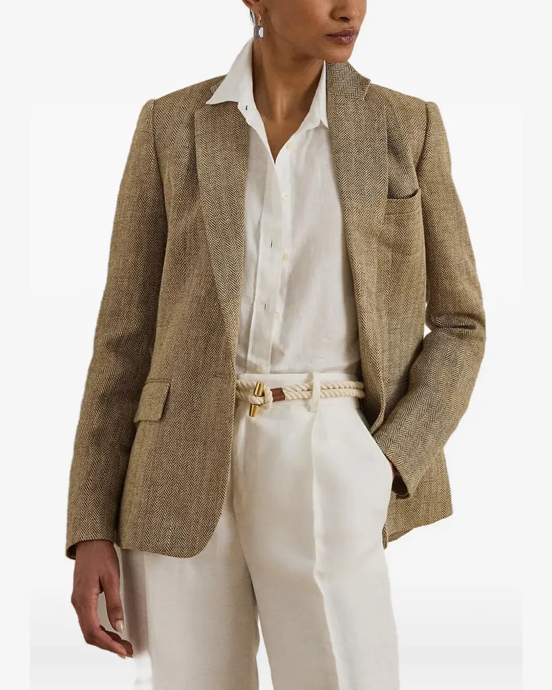 Ralph Lauren herringbone-pattern blazer - Nude Nude
