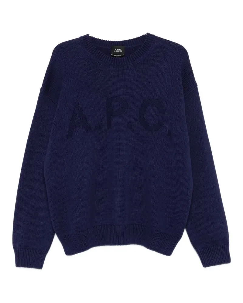 A.P.C. logo-detail crew-neck sweater - Blau Blau