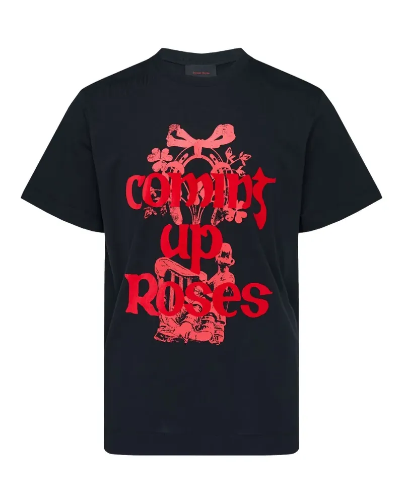 Simone Rocha Coming Up Roses T-Shirt mit Print - Schwarz Schwarz
