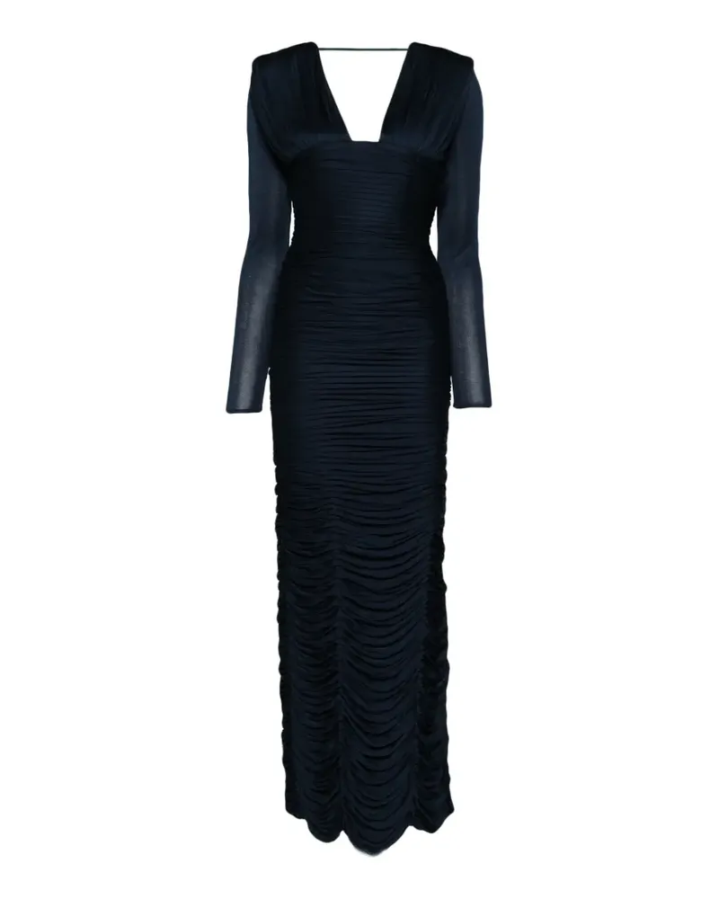 Versace Draped Silk Crêpe Midi Dress - Blau Blau