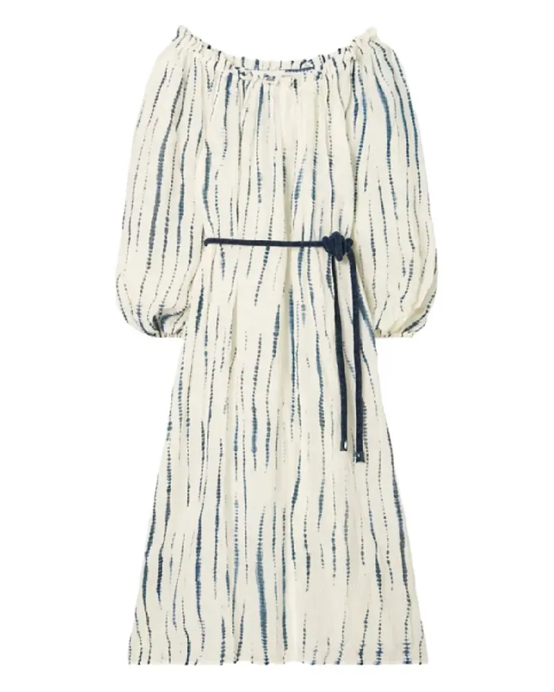 Tory Burch Gürtel-Midikleid mit Puffärmeln - Nude Nude