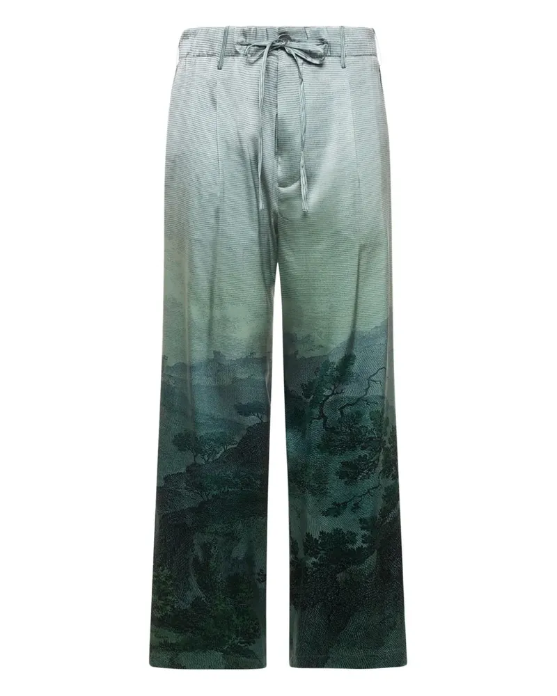 Pierre-Louis Mascia landscape-print drawstring-waist trousers - Blau Blau