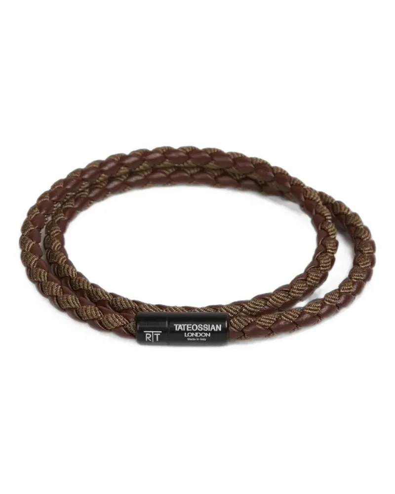 Tateossian Geflochtenes Lederarmband - Braun Braun