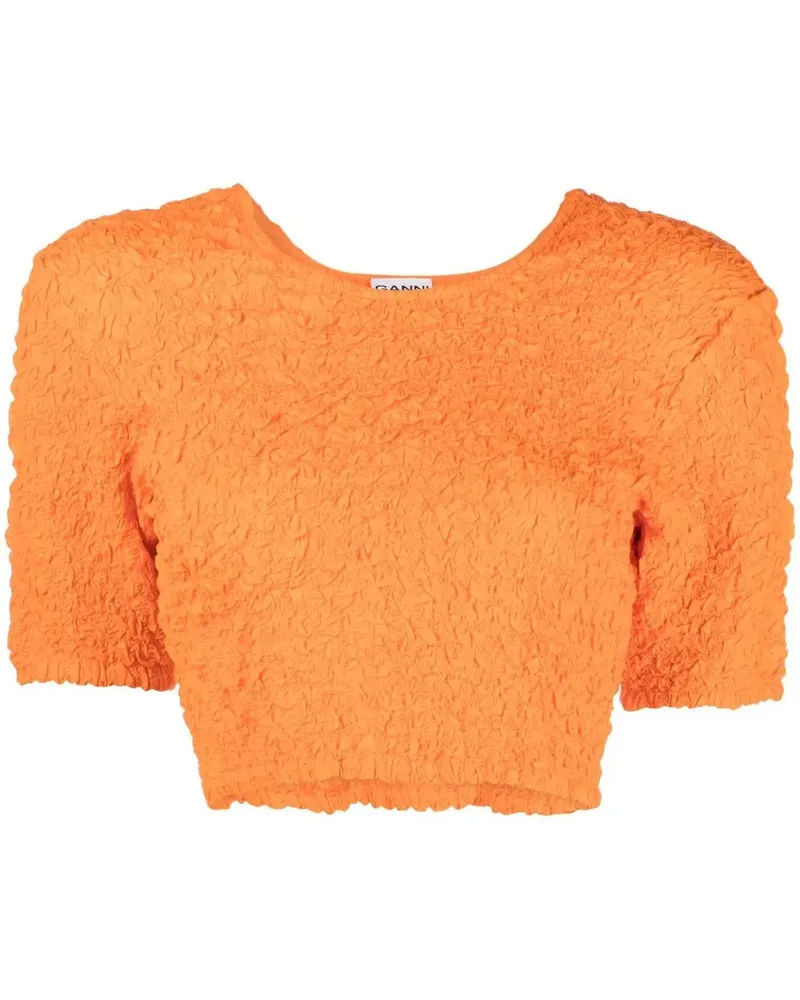 Ganni Gerafftes Oberteil aus Bio-Baumwolle - Orange Orange