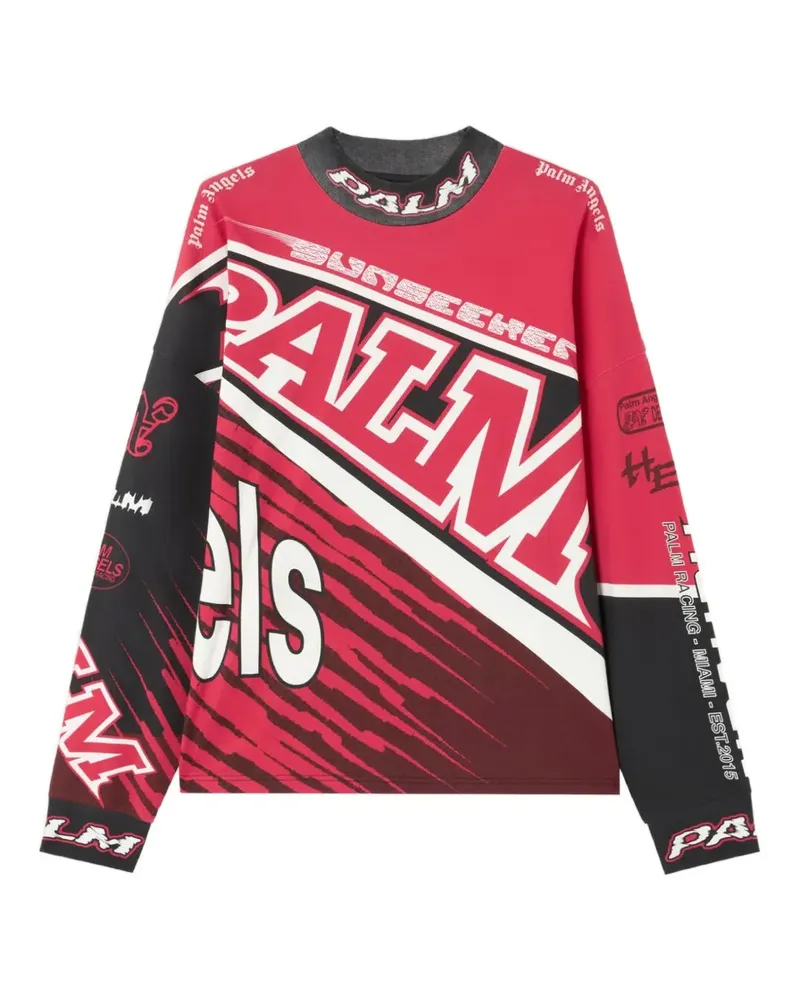 Palm Angels Langarmshirt mit grafischem Print - Rot Rot