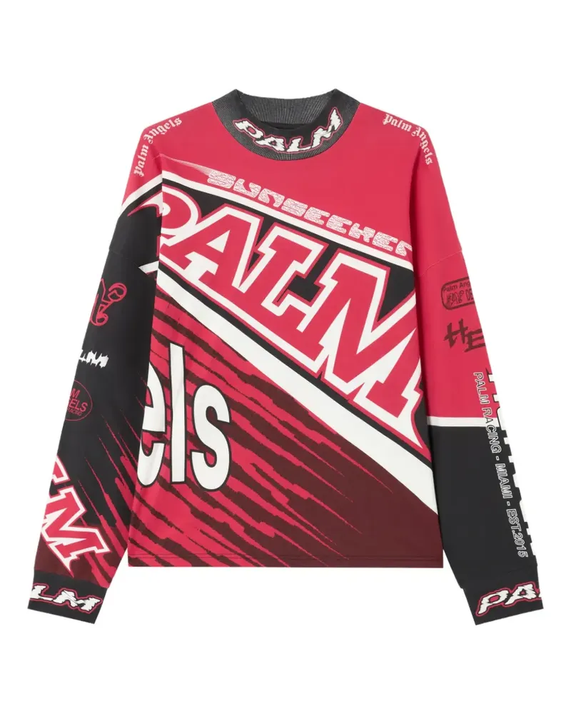 Palm Angels Langarmshirt mit grafischem Print - Rot Rot
