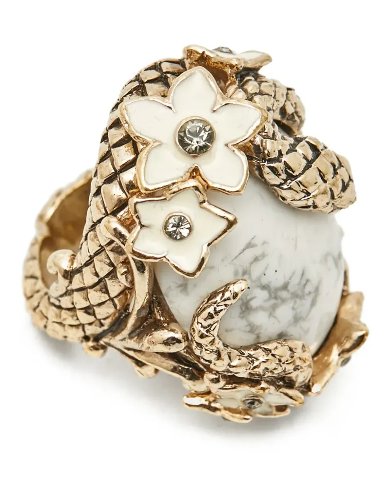 Roberto Cavalli enamel flower ring - Gold Gold