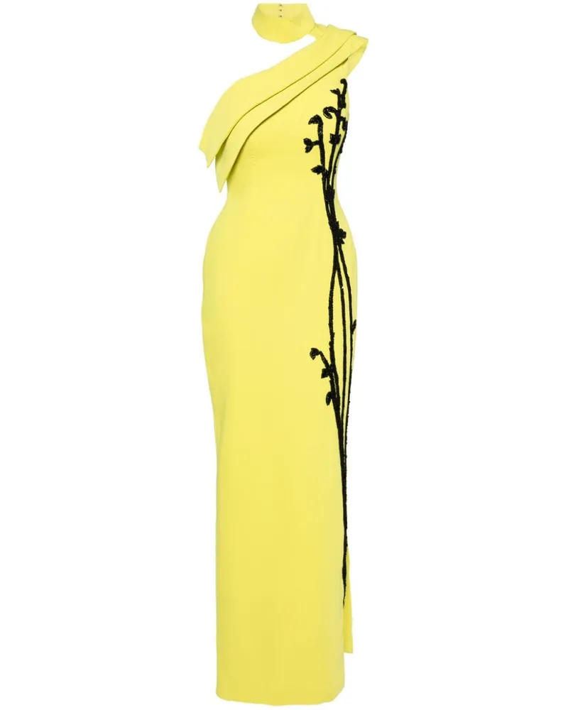Saiid Kobeisy One-Shoulder-Abendkleid mit Perlendetail - Grün Grün