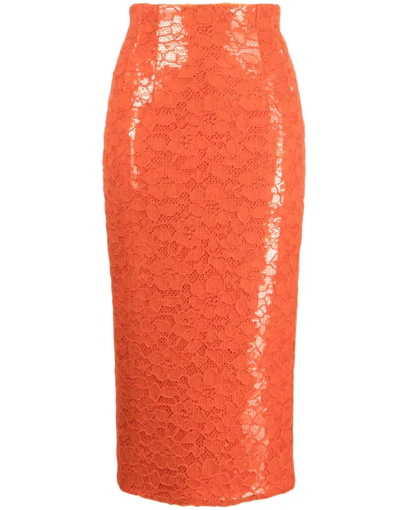 LaQuan Smith Midirock aus Spitze - Orange Orange