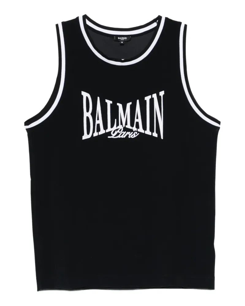 Balmain logo-embroidered tank top - Schwarz Schwarz