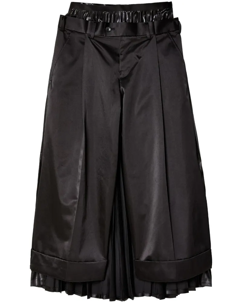 Junya Watanabe Plissierte Cropped-Hose - Schwarz Schwarz