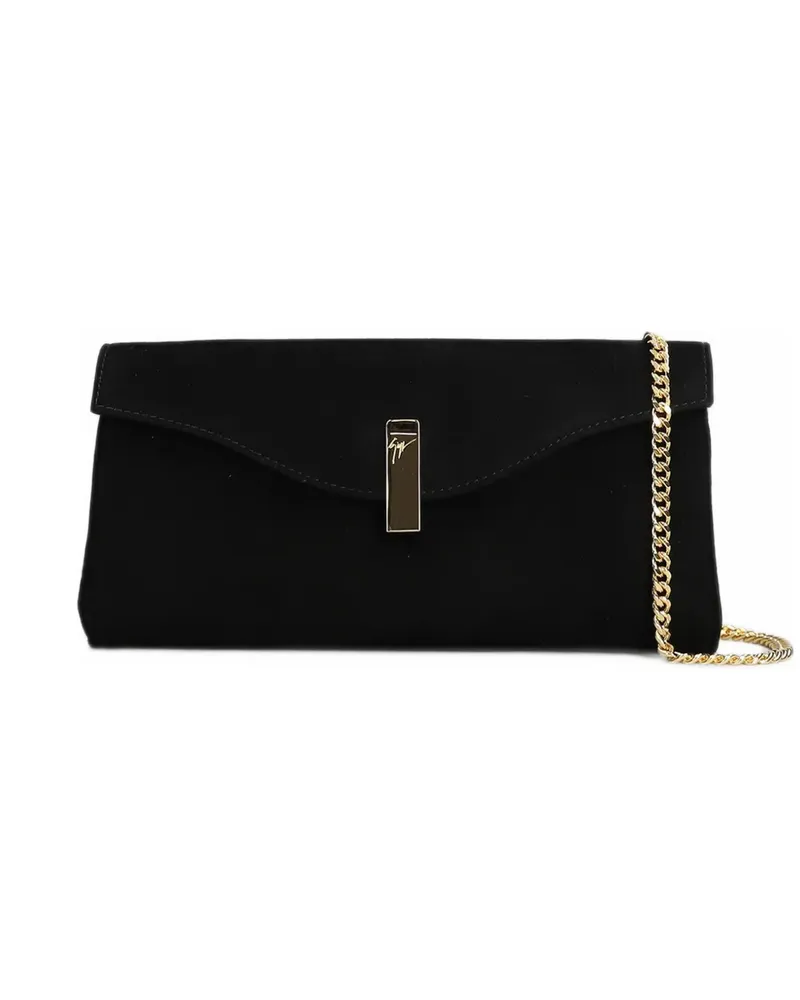 Giuseppe Zanotti Clutch mit Logo-Schild - Schwarz Schwarz