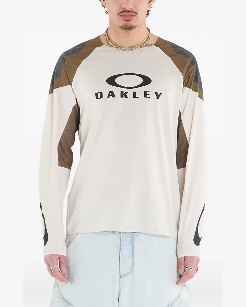 Oakley logo-print panelled T-shirt - Nude Nude