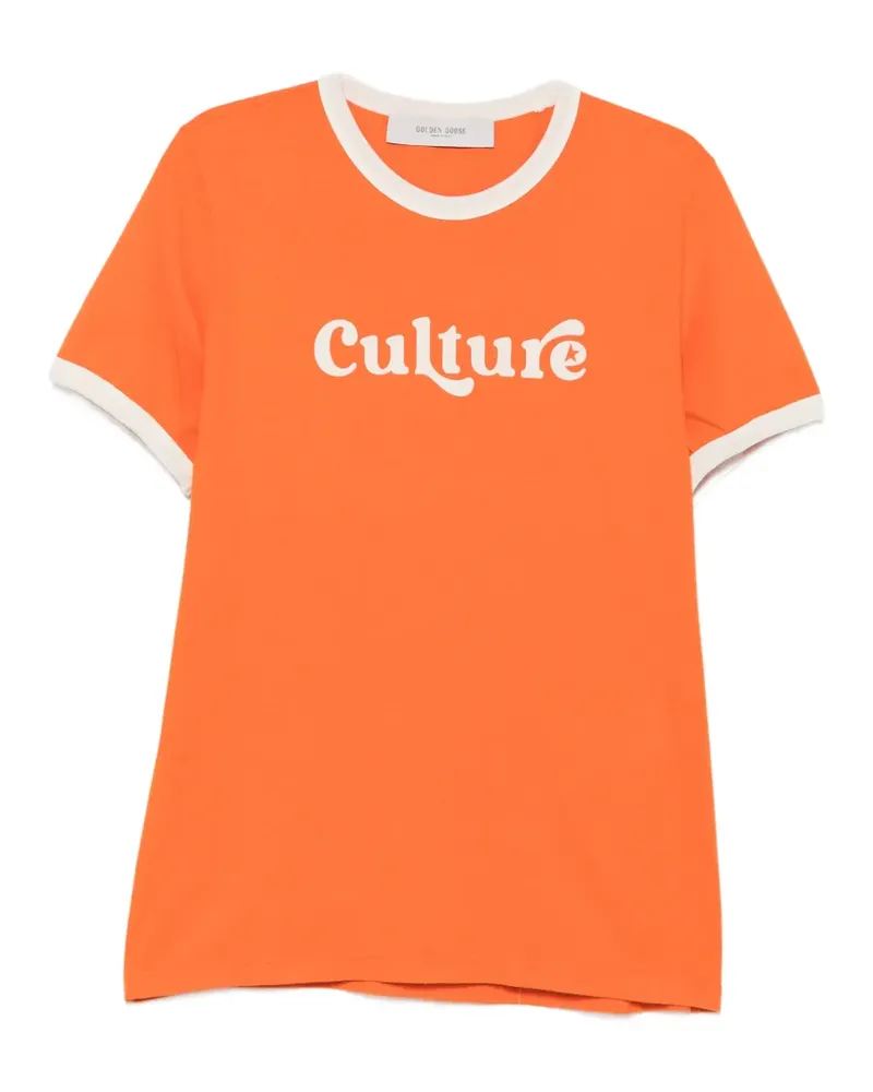 Golden Goose Stückgefärbtes T-Shirt mit Logo-Print - Orange Orange