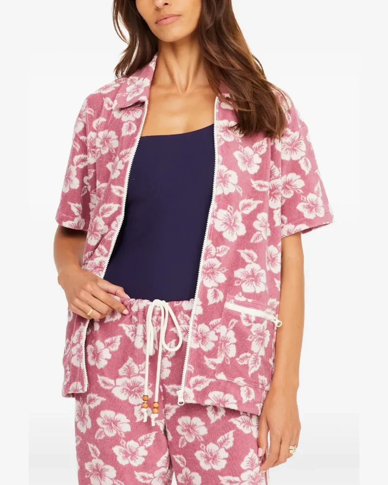 The Upside Lahaina Cabana Hemd mit Reißverschluss - Rosa Rosa