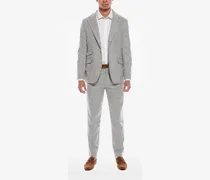 houndstooth three-button suit - Grau