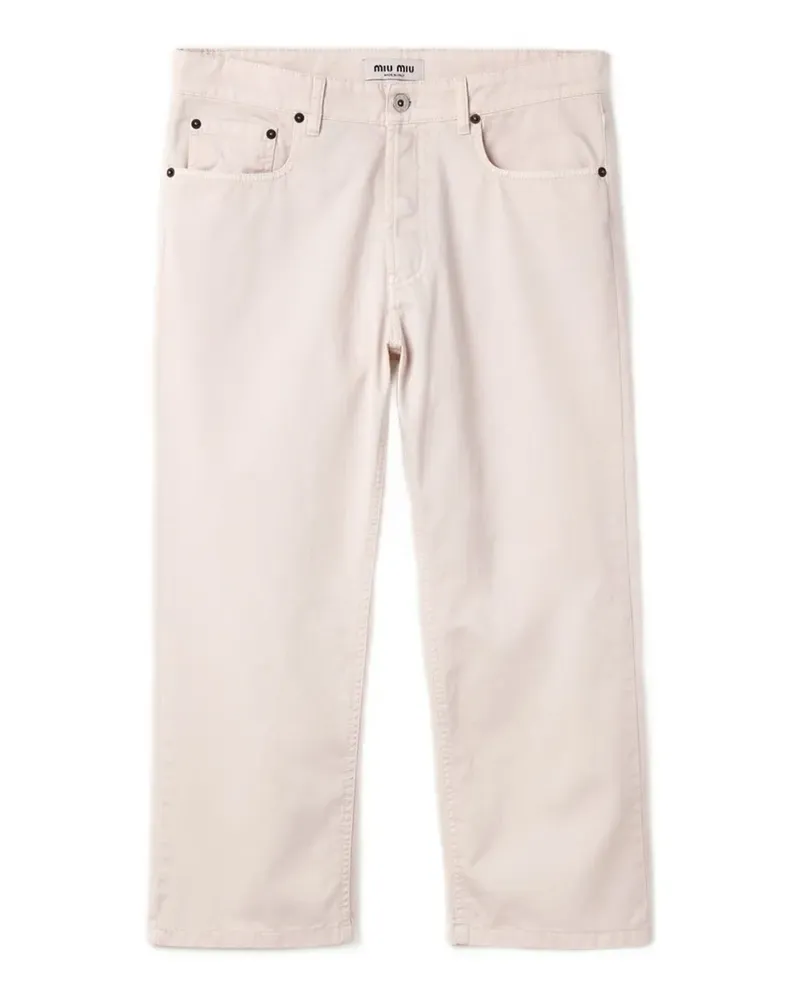 Miu Miu Hose mit Logo-Stickerei - Nude Nude